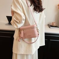 Women's Medium Pu Leather Solid Color Vintage Style Classic Style Sewing Thread Zipper Crossbody Bag main image 3