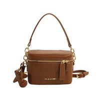 Women's Medium Pu Leather Solid Color Vintage Style Classic Style Sewing Thread Zipper Crossbody Bag sku image 3
