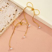 1 Pair Casual Sweet Bow Knot Plating Inlay 304 Stainless Steel Artificial Pearls 18K Gold Plated Ear Studs main image 1