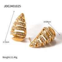 1 Pair Simple Style Classic Style Water Droplets Plating Inlay 316 Stainless Steel  18K Gold Plated Ear Studs main image 3