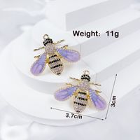 A Pack Of 2 37*30mm Copper Artificial Zircon Bee Pendant main image 2