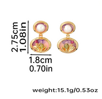 1 Pair Vintage Style Lady Pastoral Flower Enamel Inlay Copper Artificial Crystal Freshwater Pearl Gold Plated Drop Earrings main image 2