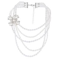 Großhandel Schmuck Elegant Einfacher Stil Blume Kunststoff Zinklegierung Harz Versilbert Perlen Inlay Pulloverkette Halskette sku image 1