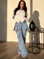 Women's Daily Streetwear Solid Color Full Length Cargo Pants Jeans main image 5