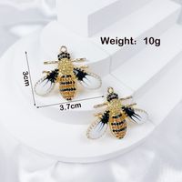 A Pack Of 2 37*30mm Copper Artificial Zircon Bee Pendant sku image 1