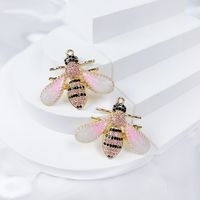 A Pack Of 2 37*30mm Copper Artificial Zircon Bee Pendant main image 5