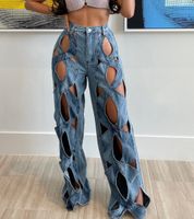 Women's Daily Party Bar Streetwear Solid Color Full Length Jeans Straight Pants main image 4