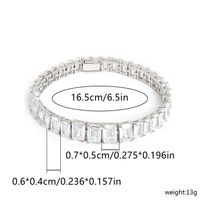 Wholesale Elegant Simple Style Rectangle Copper Inlay Gold Plated Zircon Bracelets main image 2