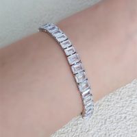 Wholesale Elegant Simple Style Rectangle Copper Inlay Gold Plated Zircon Bracelets main image 5