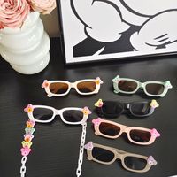 Cute Vacation Color Block Pc Resin Square Full Frame Kids Sunglasses main image 7