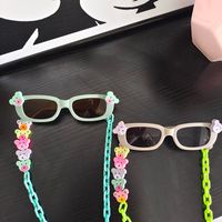 Cute Vacation Color Block Pc Resin Square Full Frame Kids Sunglasses main image 1