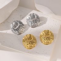 1 Pair Elegant Glam Streetwear Round Polishing Plating Pleated 304 Stainless Steel 18K Gold Plated Ear Studs main image 6