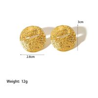 1 Pair Elegant Glam Streetwear Round Polishing Plating Pleated 304 Stainless Steel 18K Gold Plated Ear Studs main image 4