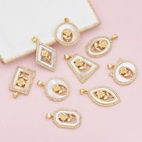Simple Style Geometric Rose 18K Gold Plated Shell Zircon Copper Wholesale Jewelry Accessories main image 1