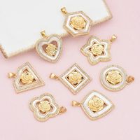 Simple Style Heart Shape Rose Rhombus Zircon Copper Wholesale Jewelry Accessories main image 1