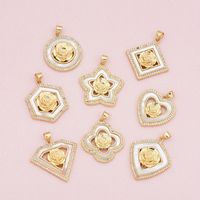 Simple Style Heart Shape Rose Rhombus Zircon Copper Wholesale Jewelry Accessories main image 4