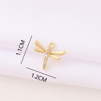 Cute Artistic Dragonfly 18K Gold Plated Zircon Copper Wholesale Jewelry Accessories main image 2