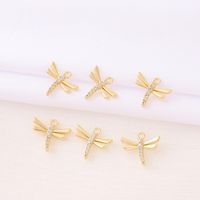 Cute Artistic Dragonfly 18K Gold Plated Zircon Copper Wholesale Jewelry Accessories main image 6