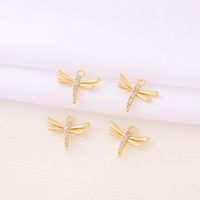 Cute Artistic Dragonfly 18K Gold Plated Zircon Copper Wholesale Jewelry Accessories main image 1