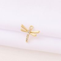 Cute Artistic Dragonfly 18K Gold Plated Zircon Copper Wholesale Jewelry Accessories main image 4