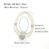 Bijoux En Gros Glamour Sucré Forme De Cœur Perle D'Imitation Alliage De Zinc Strass Plaqué Argent Perlé Incruster Collier main image 2