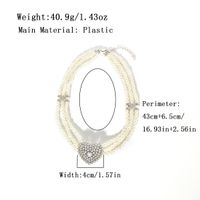 Wholesale Jewelry Glam Sweet Heart Shape Imitation Pearl Zinc Alloy Rhinestones Silver Plated Beaded Inlay Necklace main image 2
