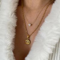 304 Stainless Steel 18K Gold Plated Simple Style Classic Style Plating Inlay Devil's Eye Heart Shape Zircon Pendant Necklace main image 2