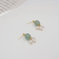 1 Pair Vintage Style Lady Ethnic Style Geometric Natural Stone Freshwater Pearl Copper Gold Plated Drop Earrings main image 6