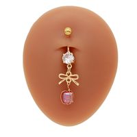 1 Piece Belly Rings Simple Style Bow Knot 316 Stainless Steel  Arylic Alloy Plating Inlay Acrylic Rhinestones Gold Plated main image 5