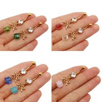 1 Piece Belly Rings Simple Style Bow Knot 316 Stainless Steel  Arylic Alloy Plating Inlay Acrylic Rhinestones Gold Plated main image 2