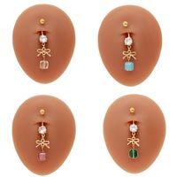 1 Piece Belly Rings Simple Style Bow Knot 316 Stainless Steel  Arylic Alloy Plating Inlay Acrylic Rhinestones Gold Plated main image 3