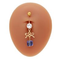 1 Piece Belly Rings Simple Style Bow Knot 316 Stainless Steel  Arylic Alloy Plating Inlay Acrylic Rhinestones Gold Plated main image 6