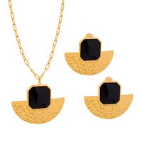 Titanium Steel 18K Gold Plated Simple Style Classic Style Inlay Solid Color Acrylic Rhinestones Earrings Necklace sku image 5