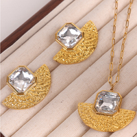 Titanium Steel 18K Gold Plated Simple Style Classic Style Inlay Solid Color Acrylic Rhinestones Earrings Necklace sku image 6