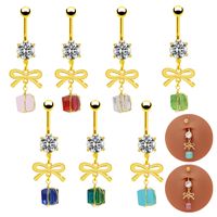 1 Piece Belly Rings Simple Style Bow Knot 316 Stainless Steel  Arylic Alloy Plating Inlay Acrylic Rhinestones Gold Plated main image 1
