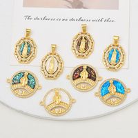 IG Style Simple Style Round Virgin Mary 18K Gold Plated Pearl Zircon Copper Wholesale Jewelry Accessories main image 1
