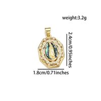 IG Style Simple Style Round Virgin Mary 18K Gold Plated Pearl Zircon Copper Wholesale Jewelry Accessories sku image 1