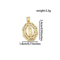 IG Style Simple Style Round Virgin Mary 18K Gold Plated Pearl Zircon Copper Wholesale Jewelry Accessories sku image 3