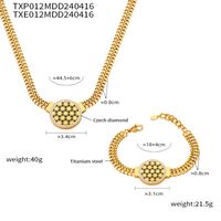 Titanium Steel 18K Gold Plated Casual Simple Style Hollow Out Inlay Geometric Zircon Bracelets Necklace main image 2