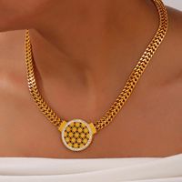 Acero Titanio Chapados en oro de 18k Casual Estilo Simple Ahuecar Embutido Geométrico Circón Pulsera Collar main image 9