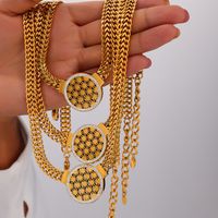 Acero Titanio Chapados en oro de 18k Casual Estilo Simple Ahuecar Embutido Geométrico Circón Pulsera Collar main image 6