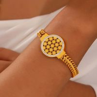 Titanium Steel 18K Gold Plated Casual Simple Style Hollow Out Inlay Geometric Zircon Bracelets Necklace main image 10