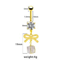 1 Piece Belly Rings Simple Style Bow Knot 316 Stainless Steel  Arylic Alloy Plating Inlay Acrylic Rhinestones Gold Plated sku image 2