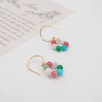 1 Pair Basic Classic Style Geometric Natural Stone Copper Gold Plated Drop Earrings main image 4