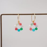 1 Pair Basic Classic Style Geometric Natural Stone Copper Gold Plated Drop Earrings main image 3