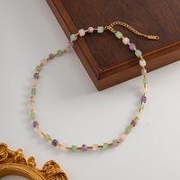 304 Stainless Steel Natural Stone Simple Style Classic Style Plating Color Block Necklace main image 6