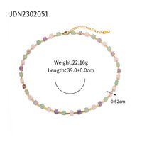 304 Stainless Steel Natural Stone Simple Style Classic Style Plating Color Block Necklace sku image 1