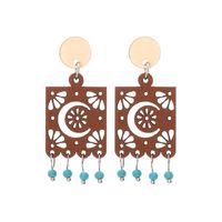 1 Pair Vintage Style Ethnic Style Geometric Skull Hollow Out Wood Drop Earrings main image 7