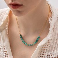 304 Stainless Steel Turquoise  18K Gold Plated Simple Style Classic Style Plating Color Block Pendant Necklace main image 1