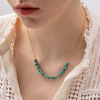 Acier Inoxydable 304 Turquoise Plaqué Or 18K Style Simple Style Classique Placage Bloc De Couleur Pendentif main image 1